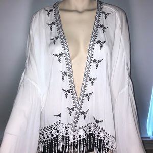 White Kimono with Black embroidery